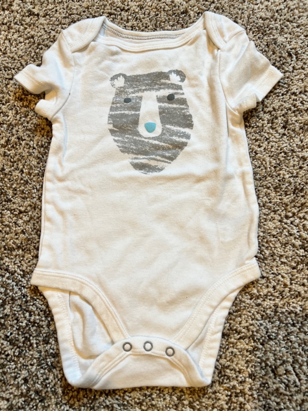 cloud island White Bear Graphic One-Piece Bodysuit with Blue Nose Accent